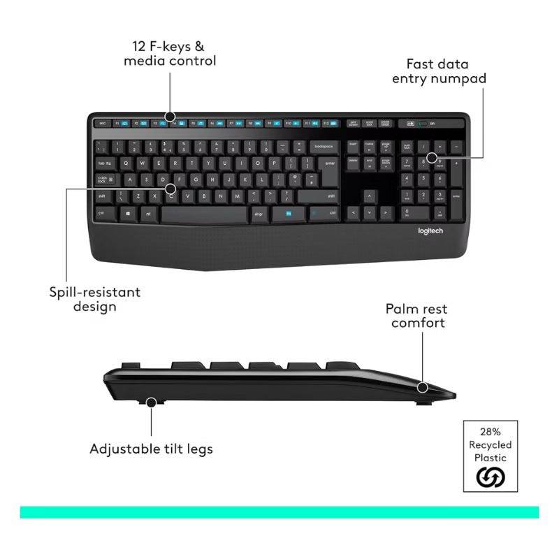 Logitech MK345 Wireless Combo Keyboard and Mouse – Black
