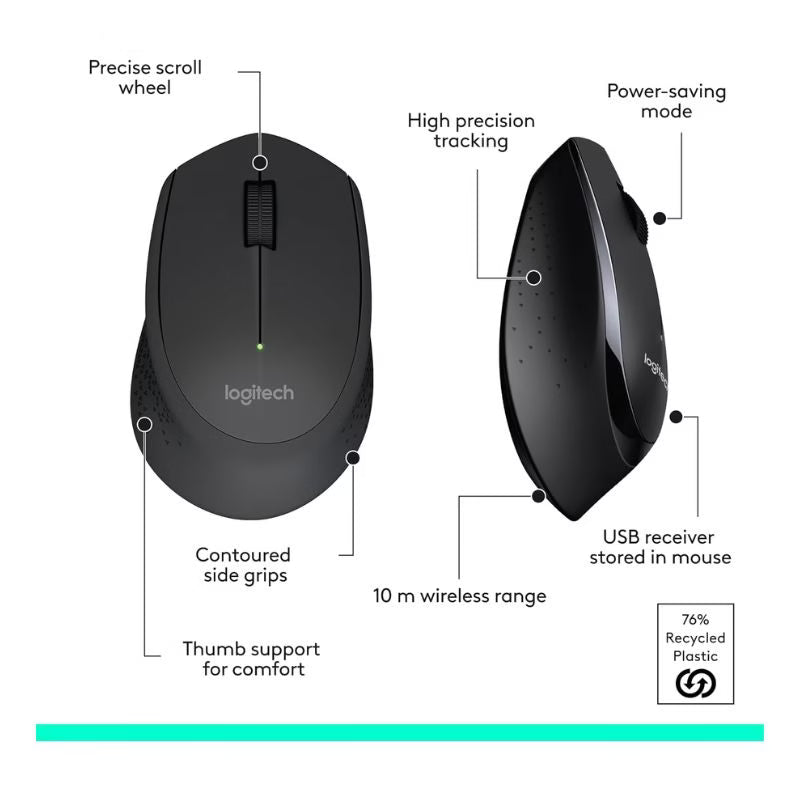 Logitech MK345 Wireless Combo Keyboard and Mouse – Black