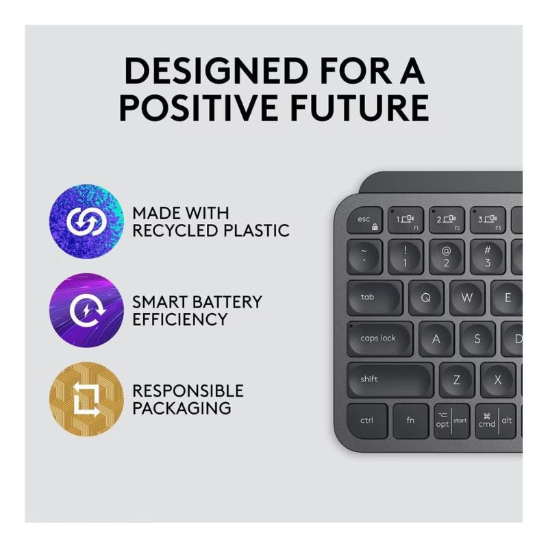 لوحة مفاتيح لاسلكية صغيرة أنيقة Logitech MX Keys Mini – أسود
