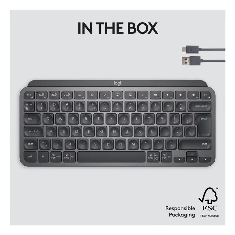 لوحة مفاتيح لاسلكية صغيرة أنيقة Logitech MX Keys Mini – أسود