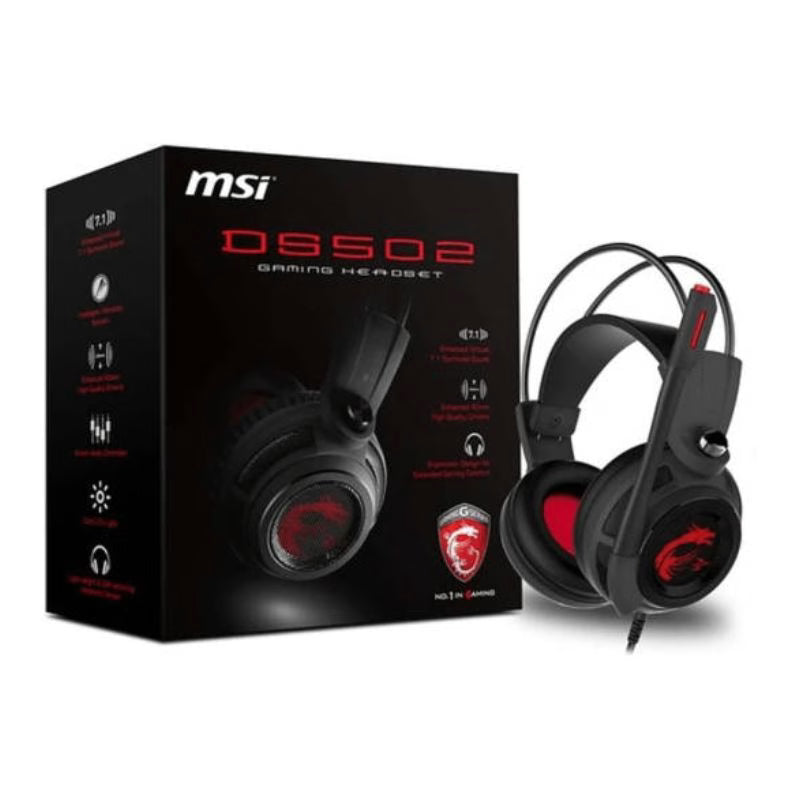 سماعة ألعاب MSI DS502 افتراضية 7.1 محسّنة - أسود