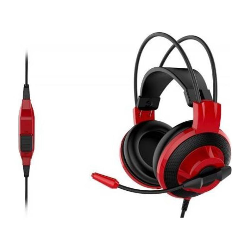 سماعة رأس الألعاب MSI DS501 المحسّنة بتقنية الصوت المحيطي 7.1 الافتراضي، أسود - أحمر