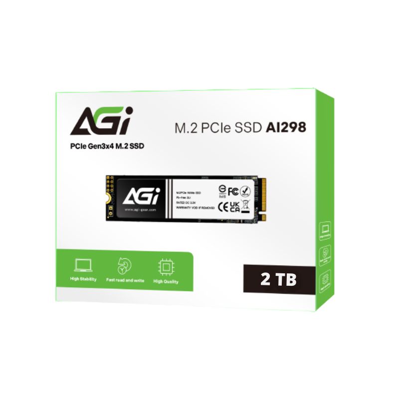 محرك أقراص AGI AI298 ذو الحالة الثابتة PCIe NVMe M.2 Gen3 بسعة 2 تيرابايت