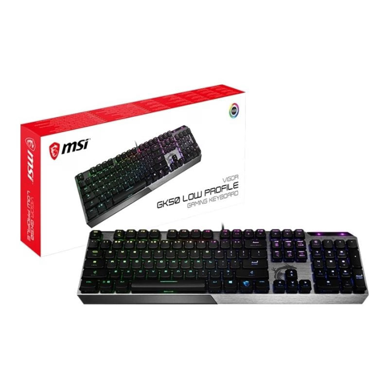 لوحة مفاتيح الألعاب الميكانيكية MSI Vigor GK50 بإضاءة RGB باللغتين الإنجليزية والعربية - أسود