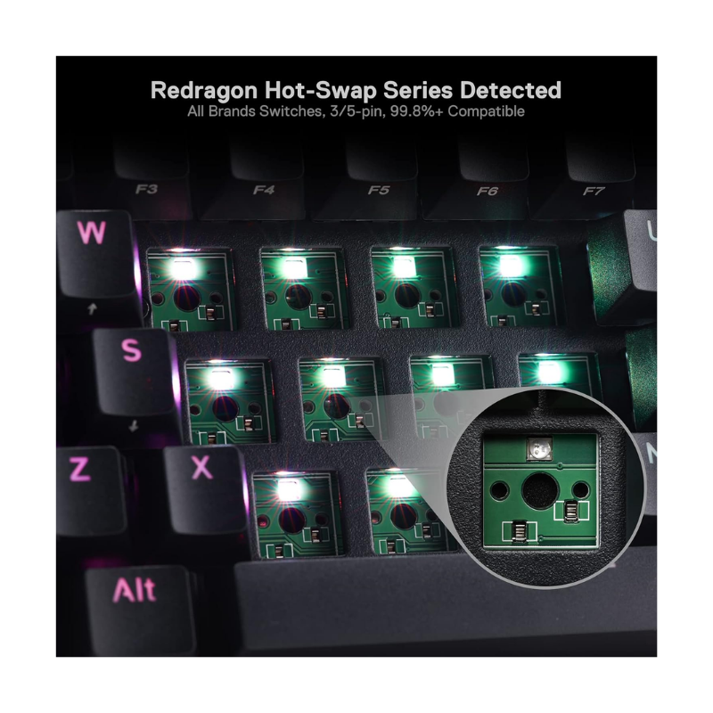 Redragon K530 PRO DRACONIC Wireless RGB Mechanical Gaming Keyboard 61 Keys Compact - Black