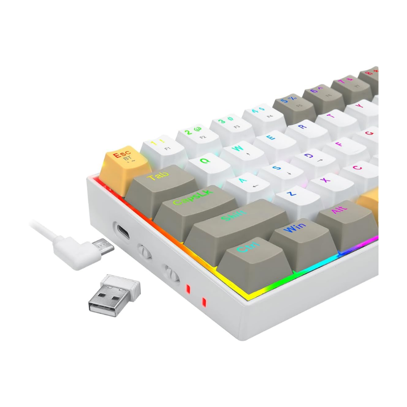 Redragon K530RGB-PRO Draconic – YellowWhiteGray Wireless Gaming Keyboard