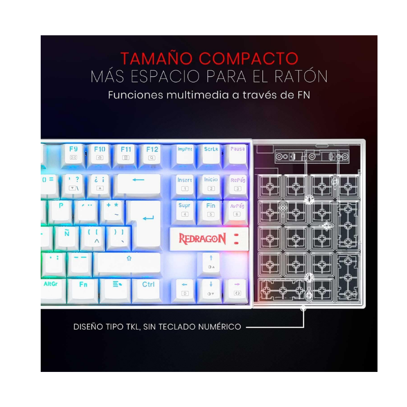 Redragon K552W RGB Arabic – White Wired Mechanical Gaming Keyboard
