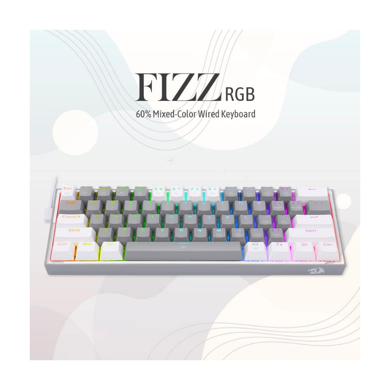 Redragon K617 FIZZ GrayWhite Wired Gaming Keyboard
