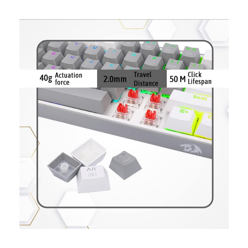 Redragon K617 FIZZ Gray/White Wired Mechanical Gaming Keyboard