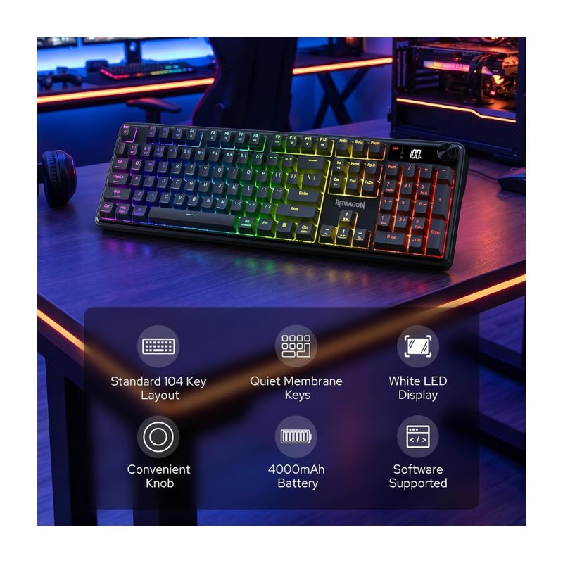 Redragon VOLCANO K526-WL Wireless Membrane Gaming Keyboard (Bluetooth)