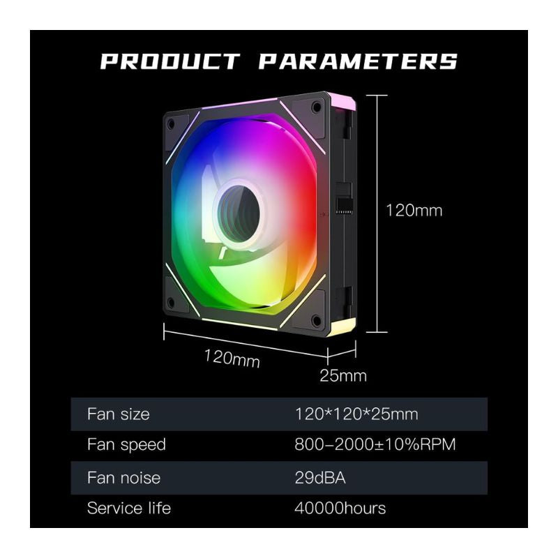 مراوح Jungle Leopard Interstellar V3 ARGB القابلة للعكس 120 ملم (عبوة 3 مراوح) - أسود