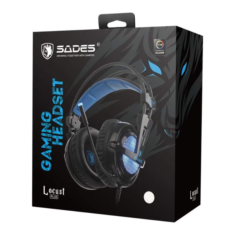 Sades Locust Plus SA-904, RGB Gaming Headset, USB Wired - Black/Blue