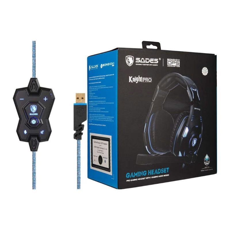 ساديس نايت SA-907 برو، سماعة رأس للألعاب، سلكي بمنفذ USB - أسود