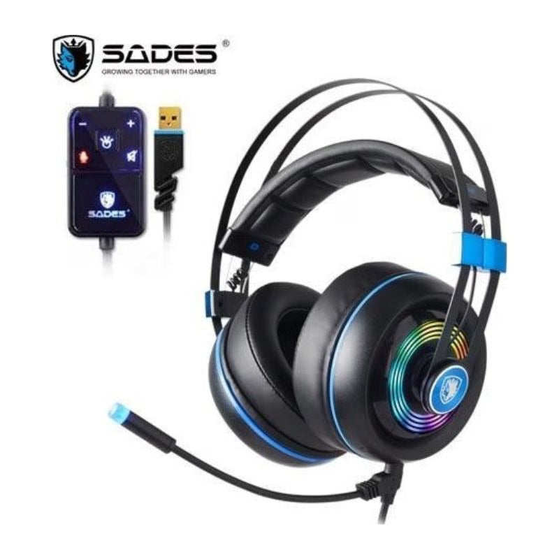 SADES ARMOR SA-918, RGB Gaming Headset , USB Wired - Blue