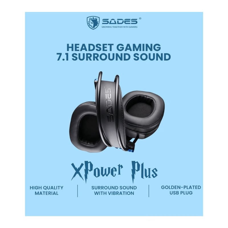 SADES SA-706 Xpower Plus, Gaming Headset , USB Wired - Black/Blue