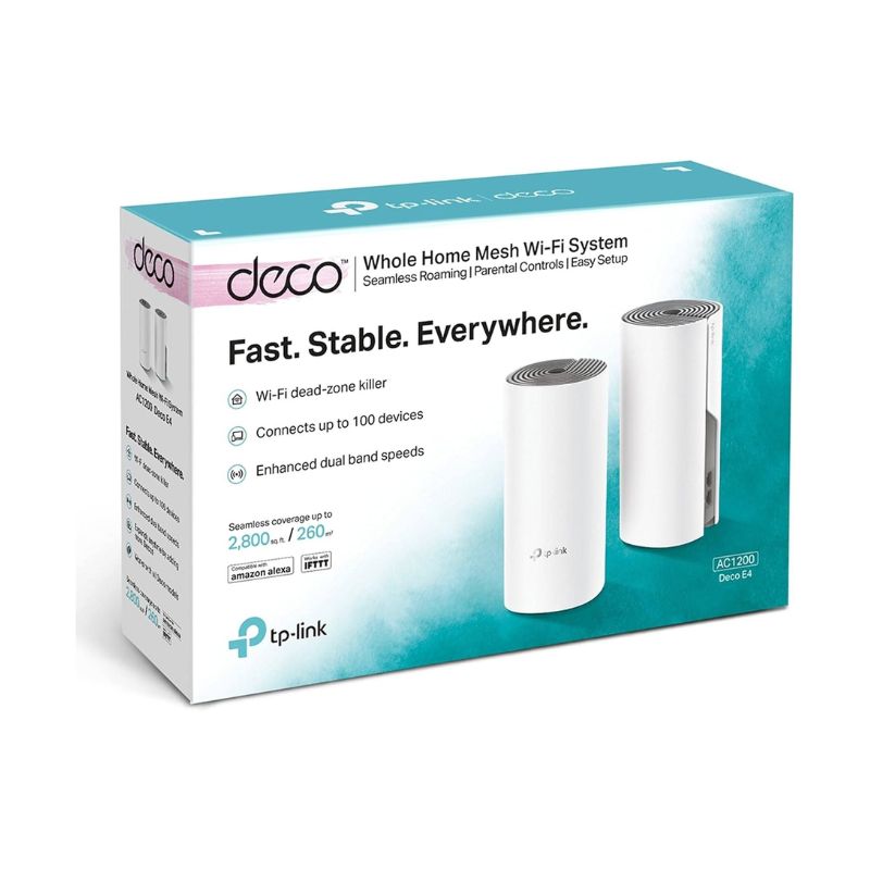 نظام واي-فاي شبكي منزلي بالكامل TP-Link Deco E4 AC1200 (عبوتان)