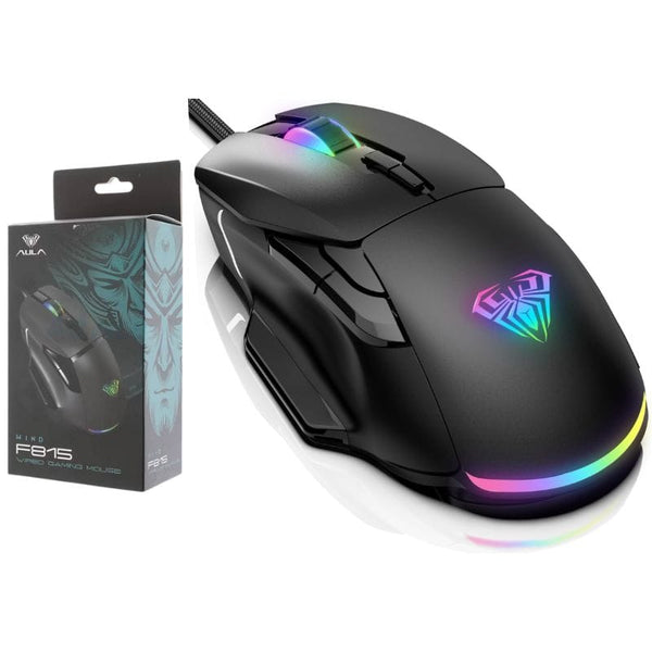 AULA F815 Wired RGB 12800 DPI &amp; 6-Macro Buttons Gaming Mouse Black