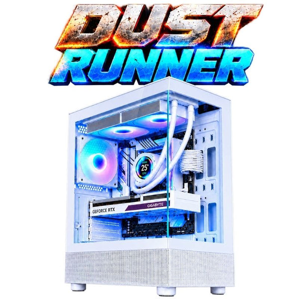 Dust Runner Gaming PC – Ryzen 5 5500 & RTX 5060 8GB, 16GB DDR4, 1TB NVMe – White