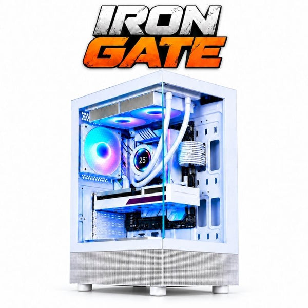 Iron Gate Gaming PC – Ryzen 5 5600X & RX 9060 XT 16GB, 16GB DDR4, 1TB NVMe – White