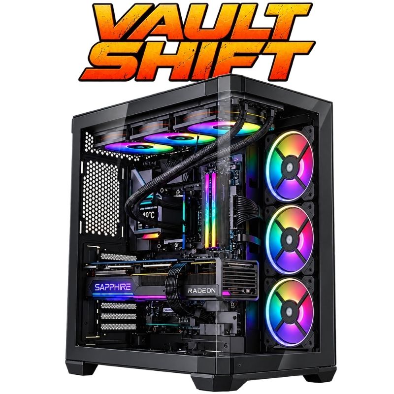 Vault Shift Gaming PC – Core i5-14400F & RX 9060 XT 16GB, 16GB DDR4, 1TB NVMe – Black