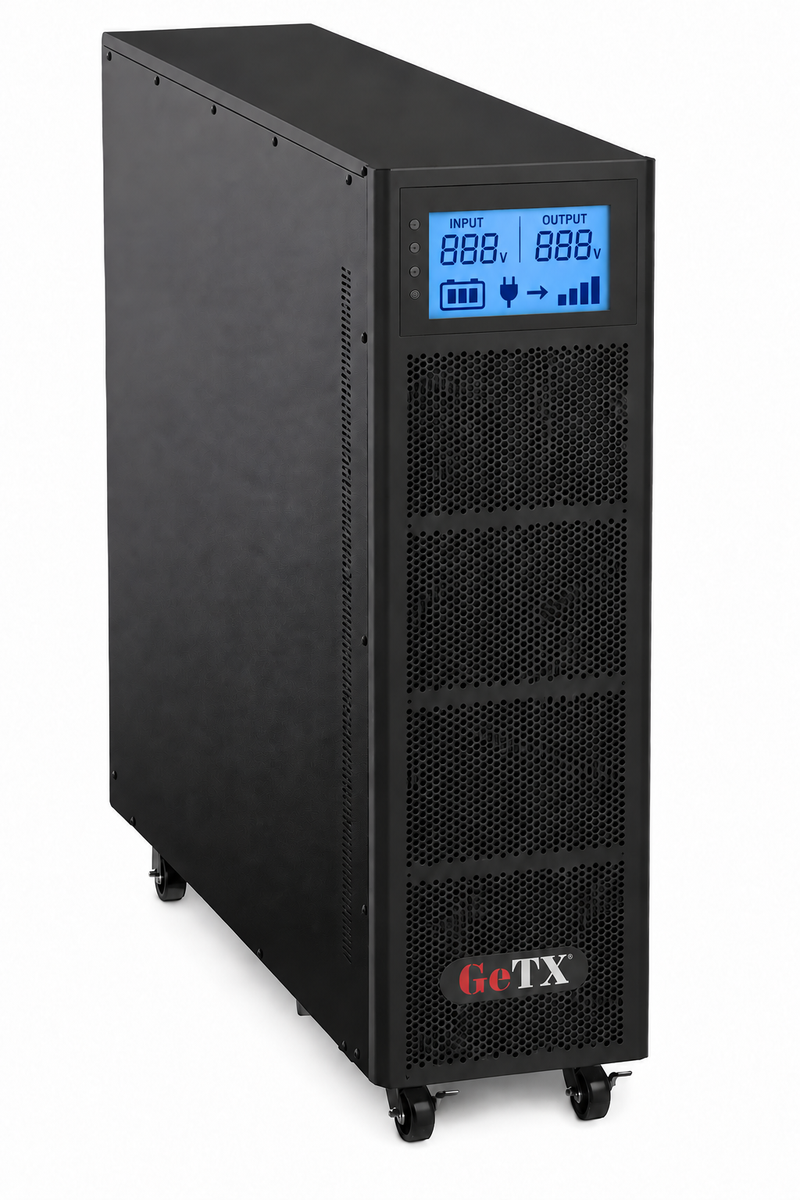 UPS 10KV GETX 3PH online GXK-3-3-10-IE — LCD 888 battery and load indicators