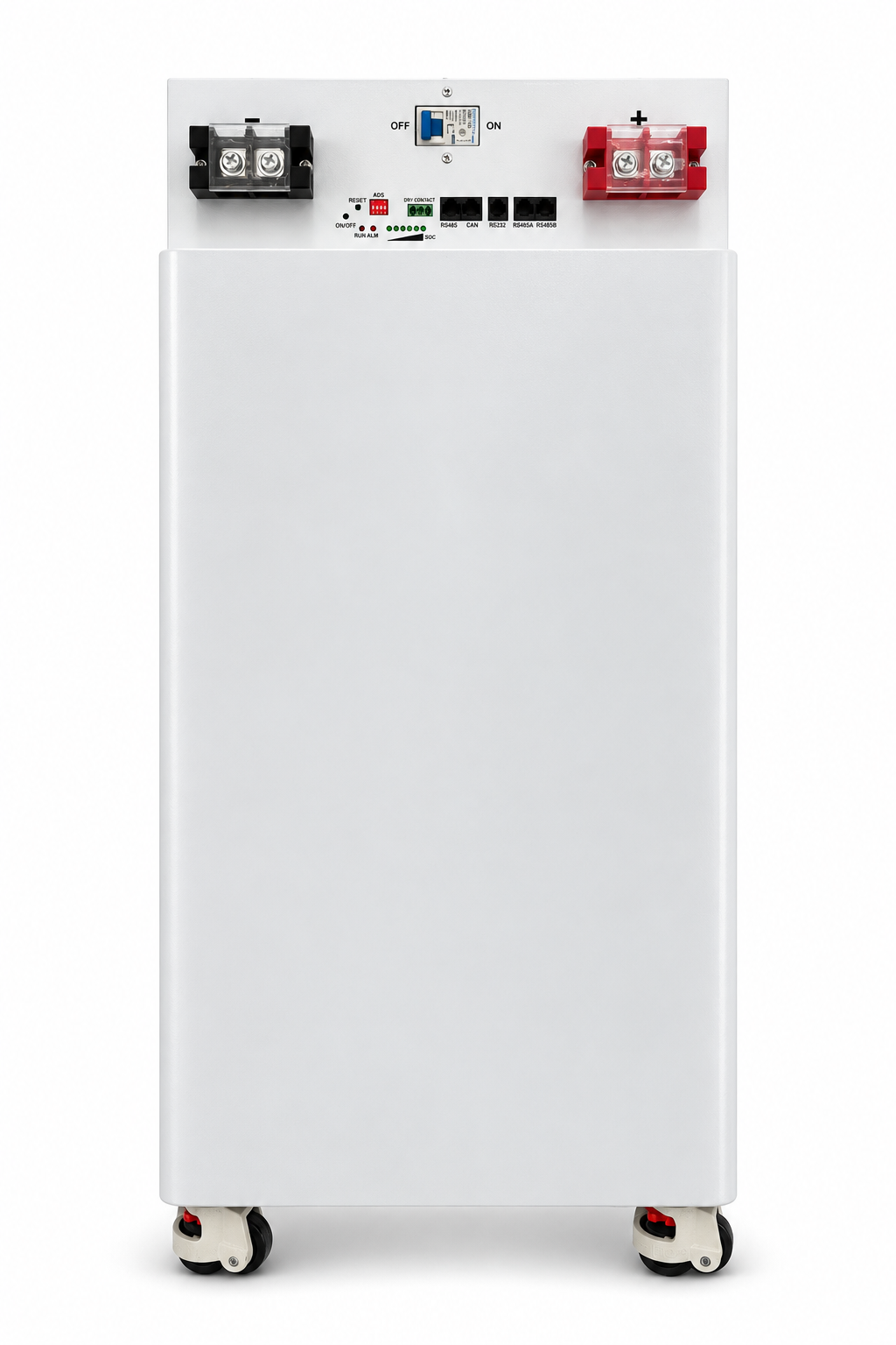 HarveyPow 5F512314-JK 15kWh 51.2V 300Ah LiFePO4 battery rear terminals and communication ports