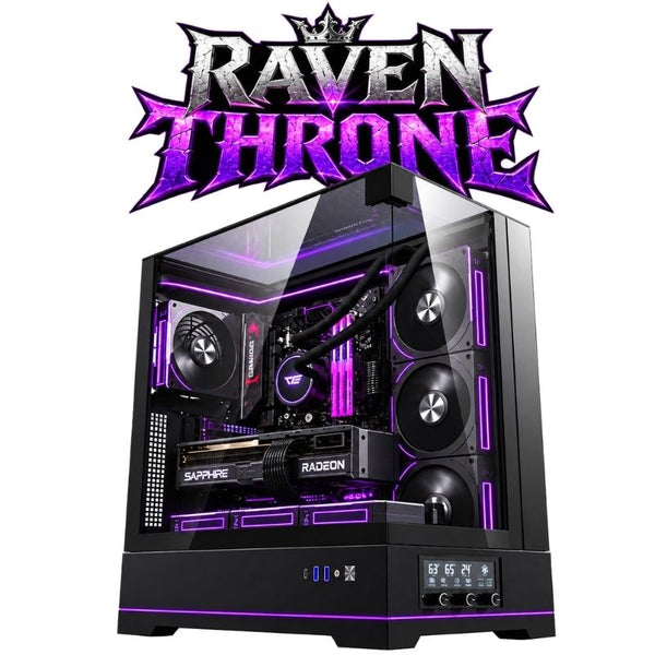 Raven Throne Gaming PC – Ryzen 7 9700X & RX 9070 XT 16GB, 32GB DDR5, 1TB NVMe – Black