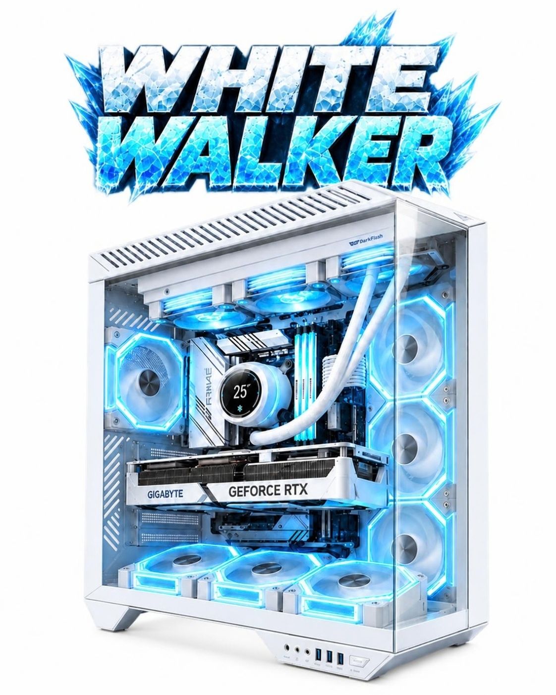 White Walker Gaming PC – Ryzen 7 9800X3D & RTX 5070 Ti 16GB, 32GB DDR5, 1TB NVMe – White – 2