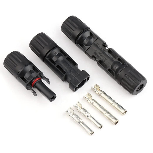 MC4 solar connector pair male and female with contact pins