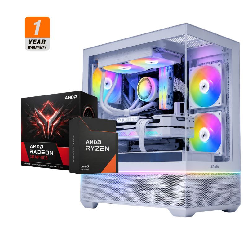 White Wraith Gaming PC - Intel Core i5-14400F, ASUS PRIME RTX 5070 12GB OC Black, ANACOMDA 32GB DDR5-6000 White (2x16GB), AGI AI828 1TB NVMe Gen4
