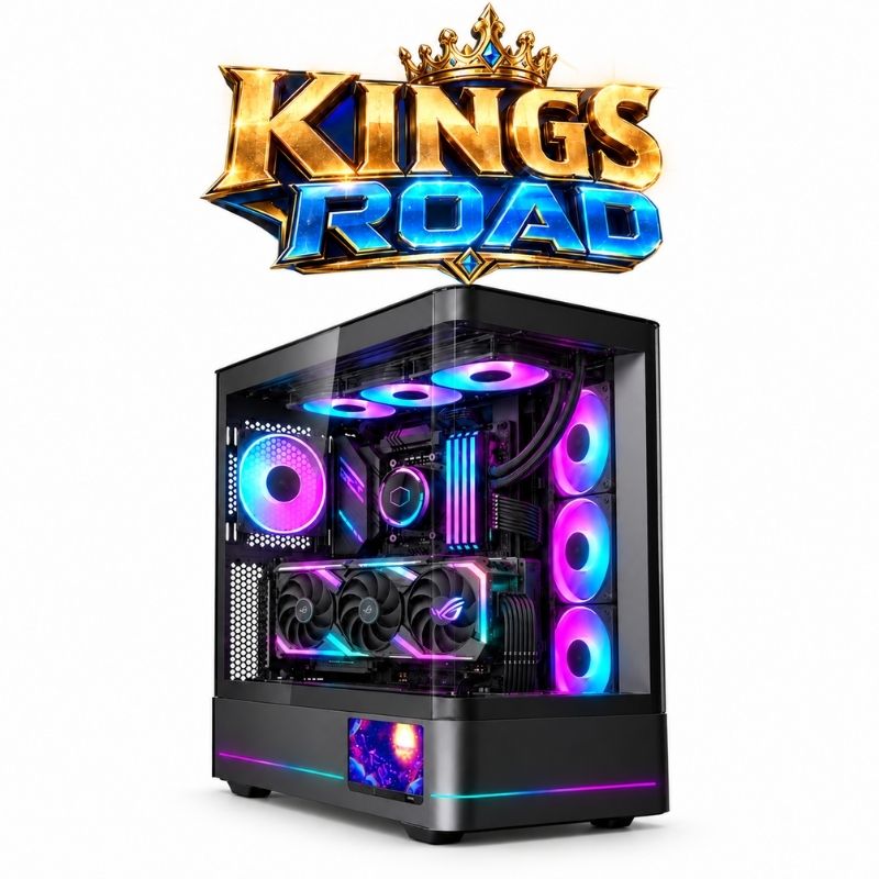 Kings Road Gaming PC – Ryzen 7 7700 & RX 9060 XT 16GB, 32GB DDR5, 1TB NVMe – Black