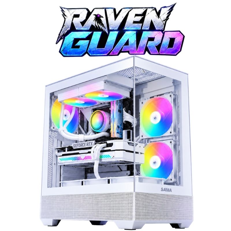 Raven Guard Gaming PC – Ryzen 5 5600X & RTX 5060 Ti 8GB, 16GB DDR4, 1TB NVMe – White