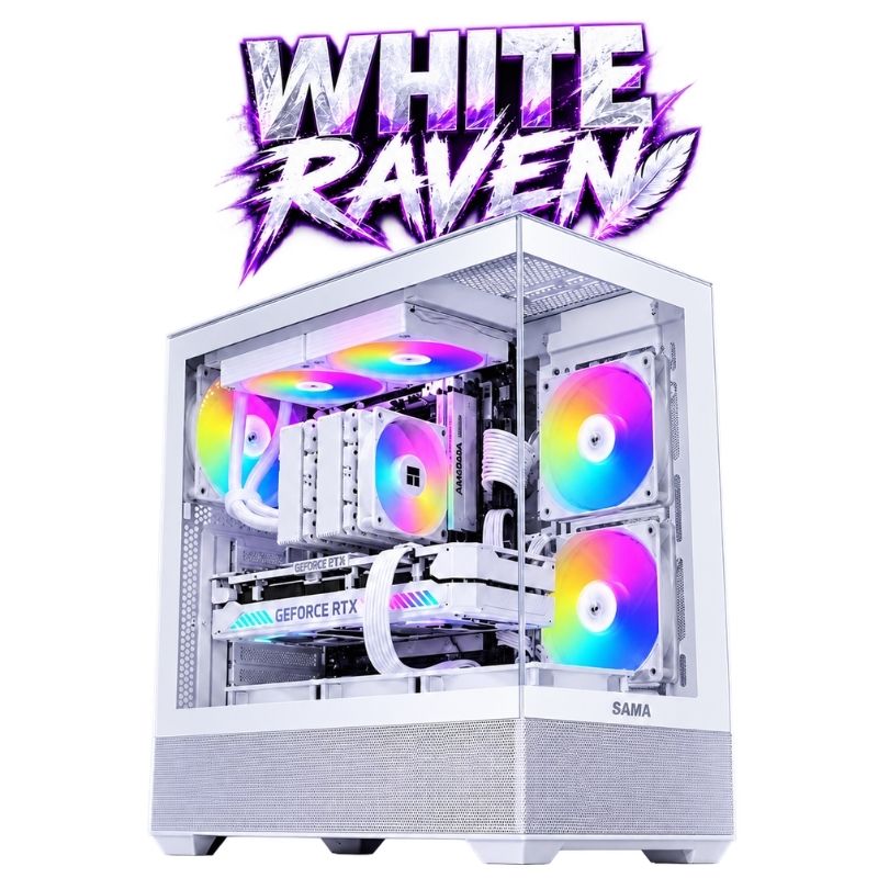 White Raven Gaming PC – Ryzen 5 5600X & RTX 5060 Ti 16GB, 16GB DDR4, 1TB NVMe – White