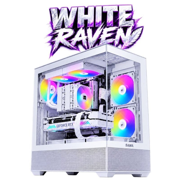 White Raven Gaming PC – Ryzen 5 5600X & RTX 5060 Ti 16GB, 16GB DDR4, 1TB NVMe – White