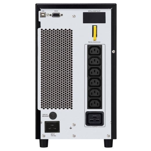 APC Easy UPS Online، 3 كيلوفولت أمبير/2400 واط، برج، 230 فولت، فتحة بطاقة ذكية، شاشة LCD - SRV3KI