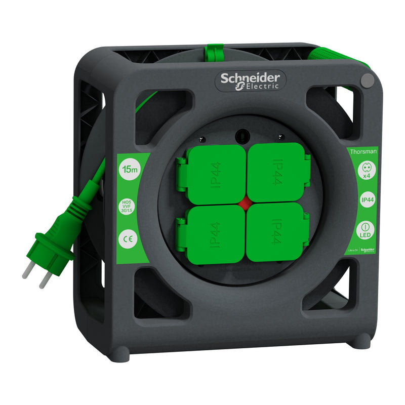 Schneider Electric Thorsman IMT33136 15 m cable reel front angled view